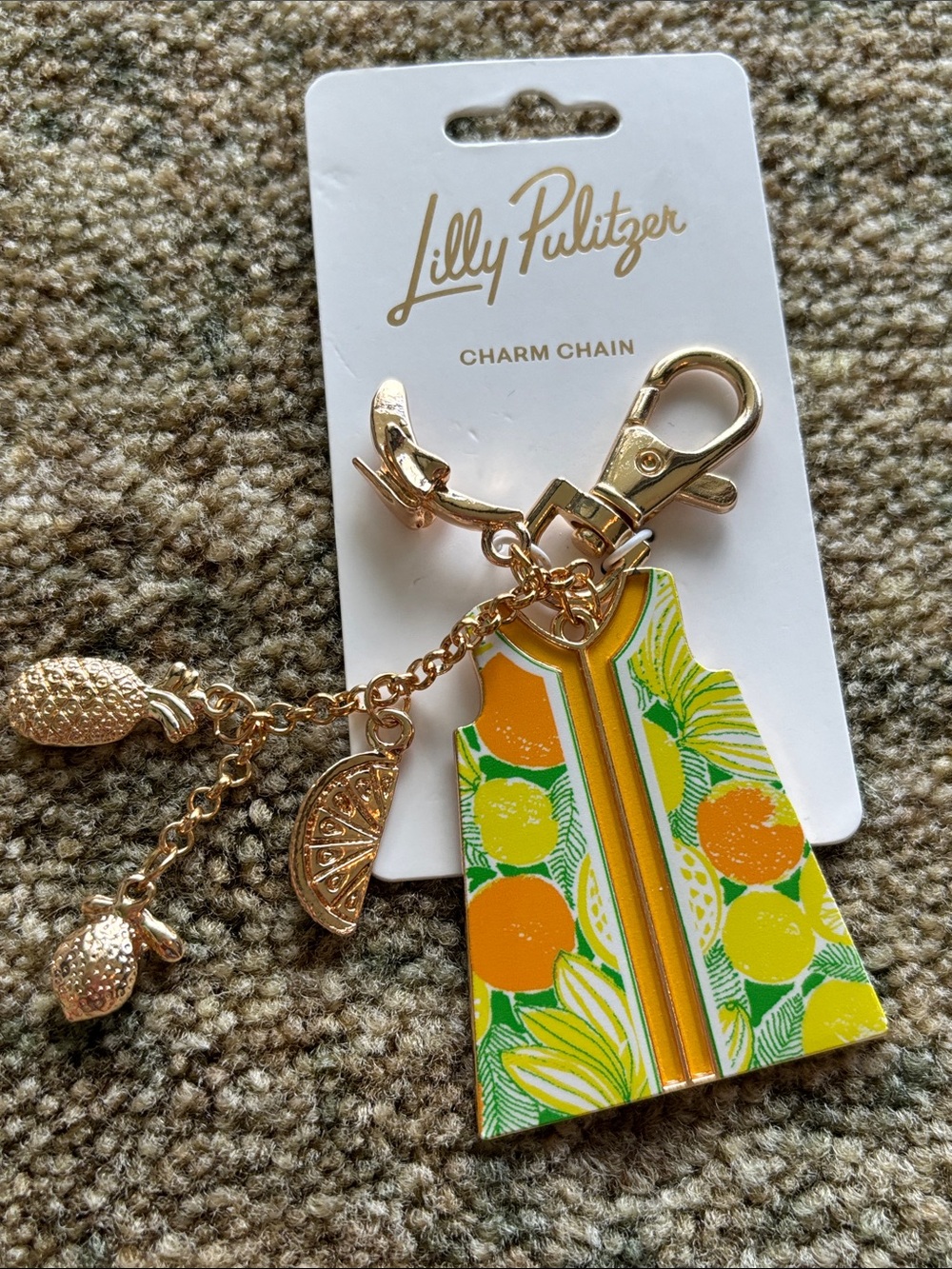 NWT Lilly Pulitzer Citrus Print Shift Dress Key Charms in Yellow and Green